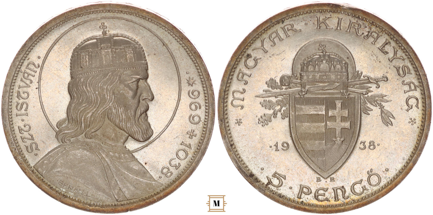 5 pengő Szent István 1938 BP