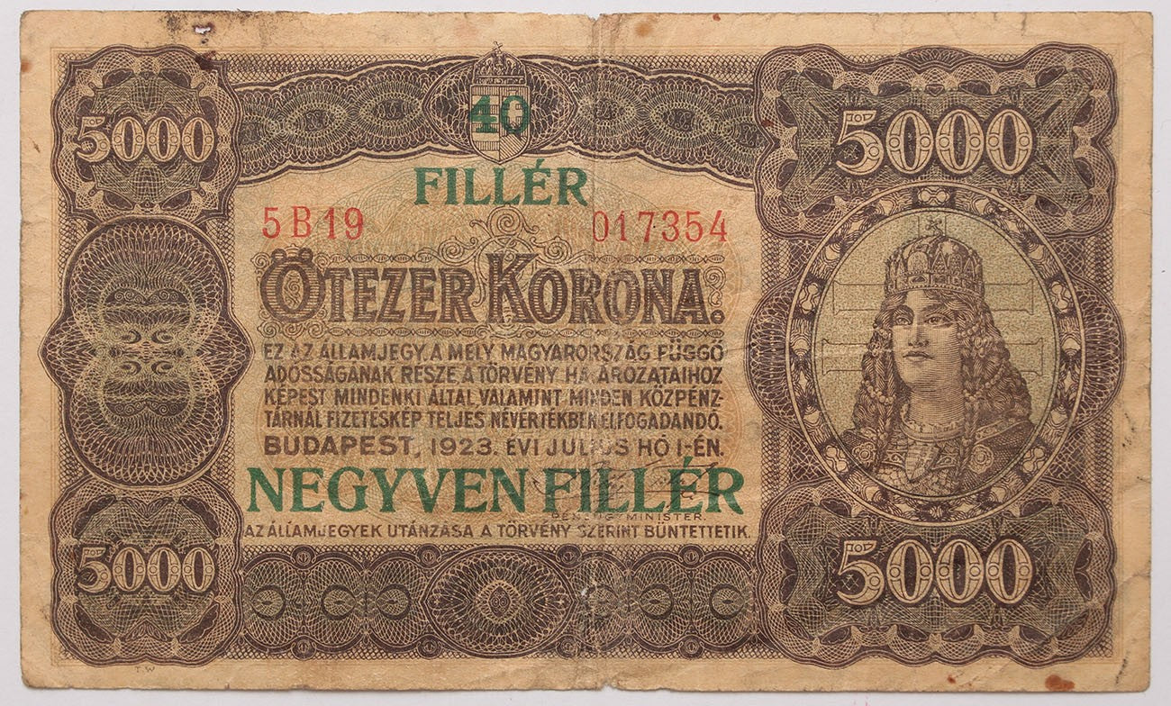 5000 korona 40 fillér 1923