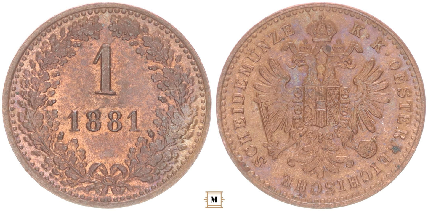 Ausztria 1 krajcár 1881 vjn.