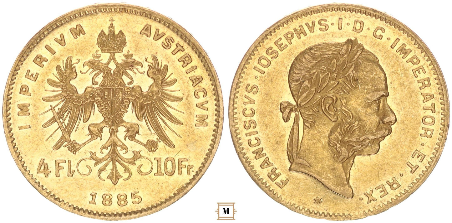 Ausztria 4 florin 10 francs 1885