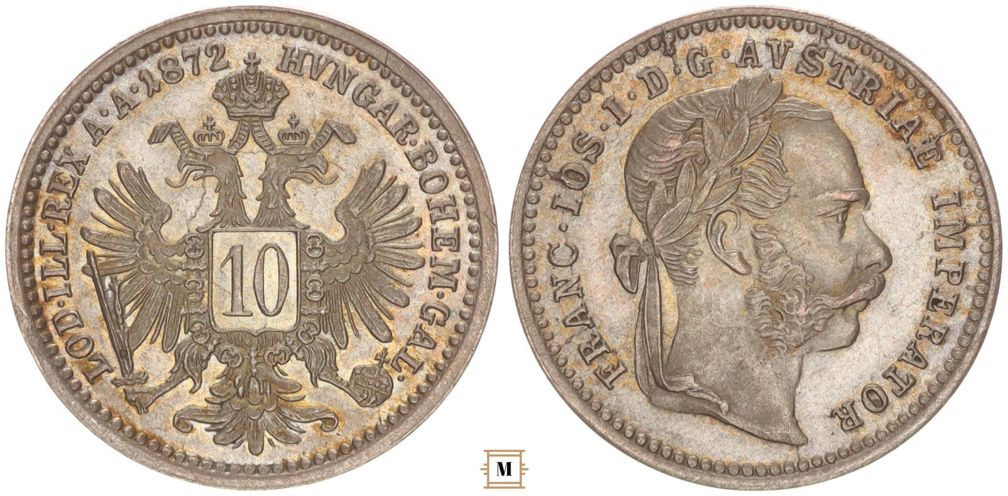 Ferenc József 10 kreuzer 1872 vjn.