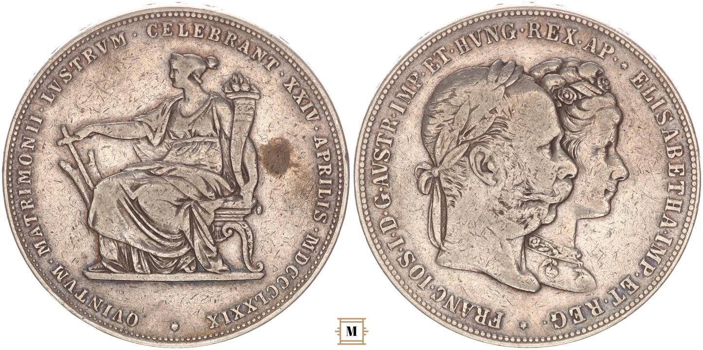 Ferenc József 2 gulden ezüstlakodalom 1879