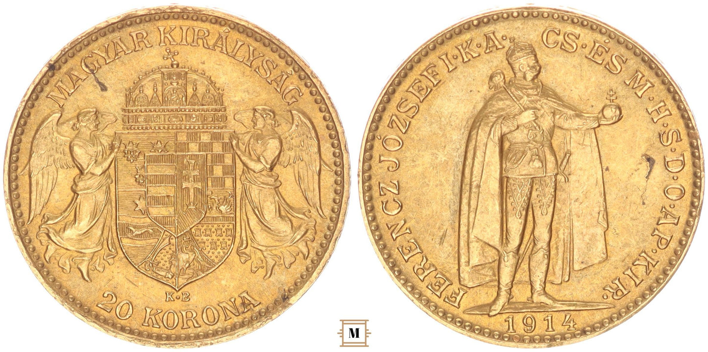 Ferenc József 20 korona 1914 KB Bosznia címerrel