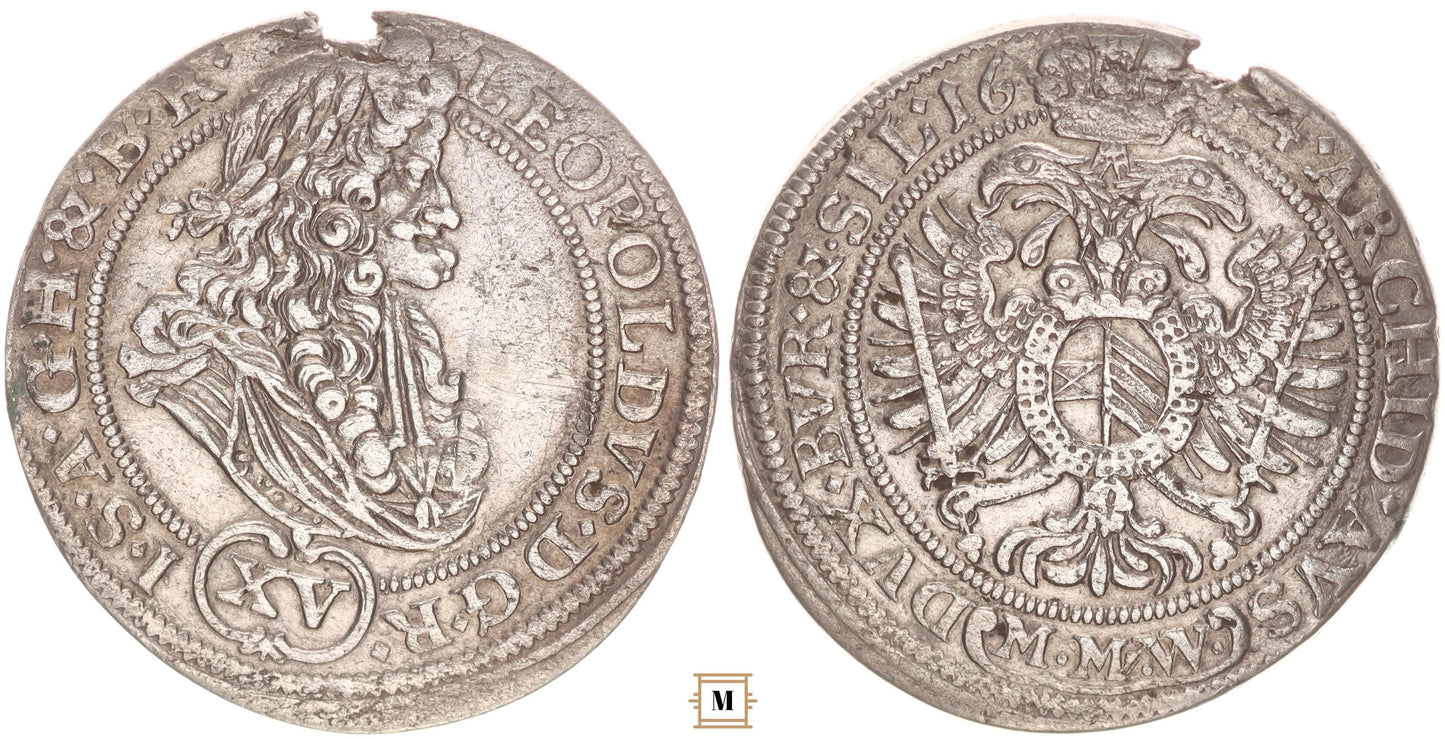 I. Lipót 15 krajcár 1694 MMW, Boroszló