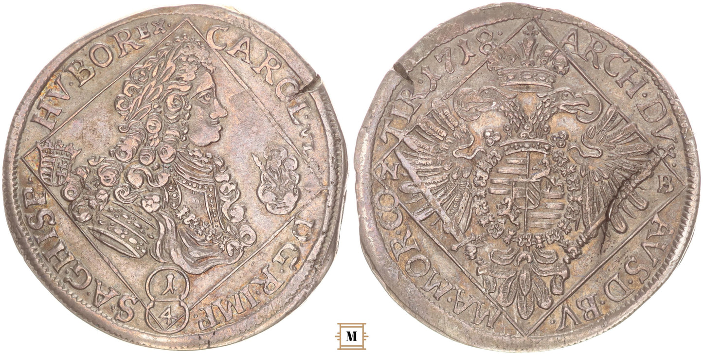 III. Károly 1/4 tallér 1718 NB Nagybánya