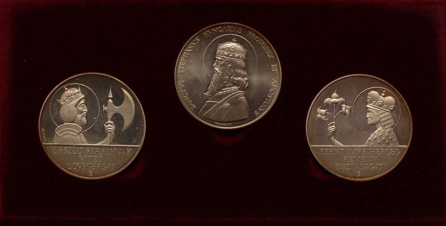 Magyar Szentek I. éremszett 1993 3 db ezüstérem: Szent László, Szent István, Szent Imre