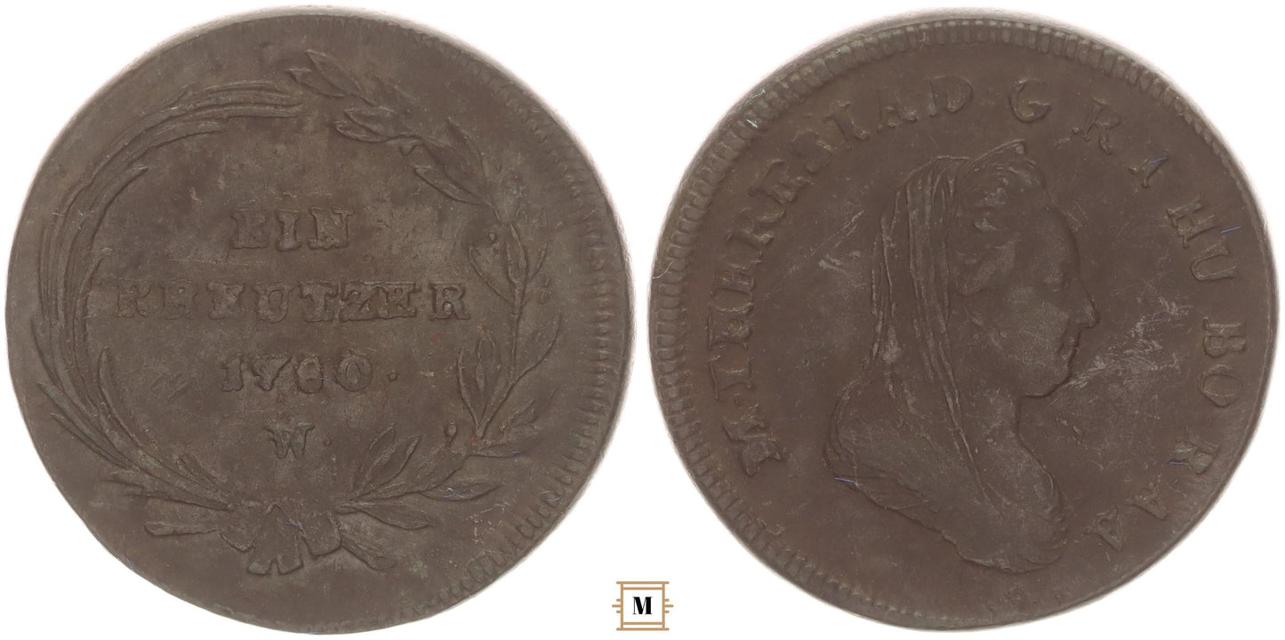 Mária Terézia 1 Krajcár 1780 W Bécs