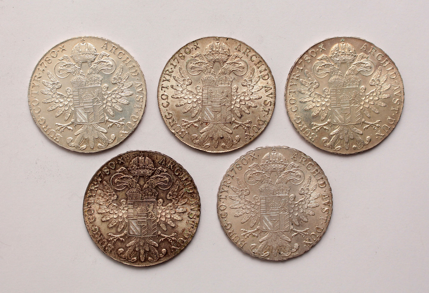 Mária Terézia tallér 1780 S.F. 5db-os lot