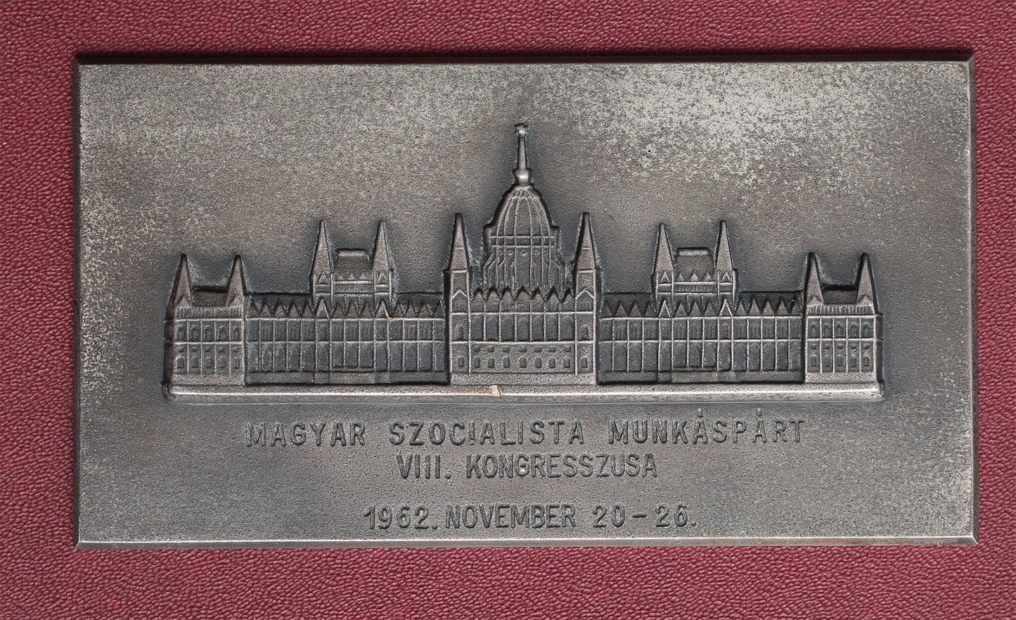 MSZMP VIII. Kongr. ezüst emlékplakett 1962 nov. 20-26.