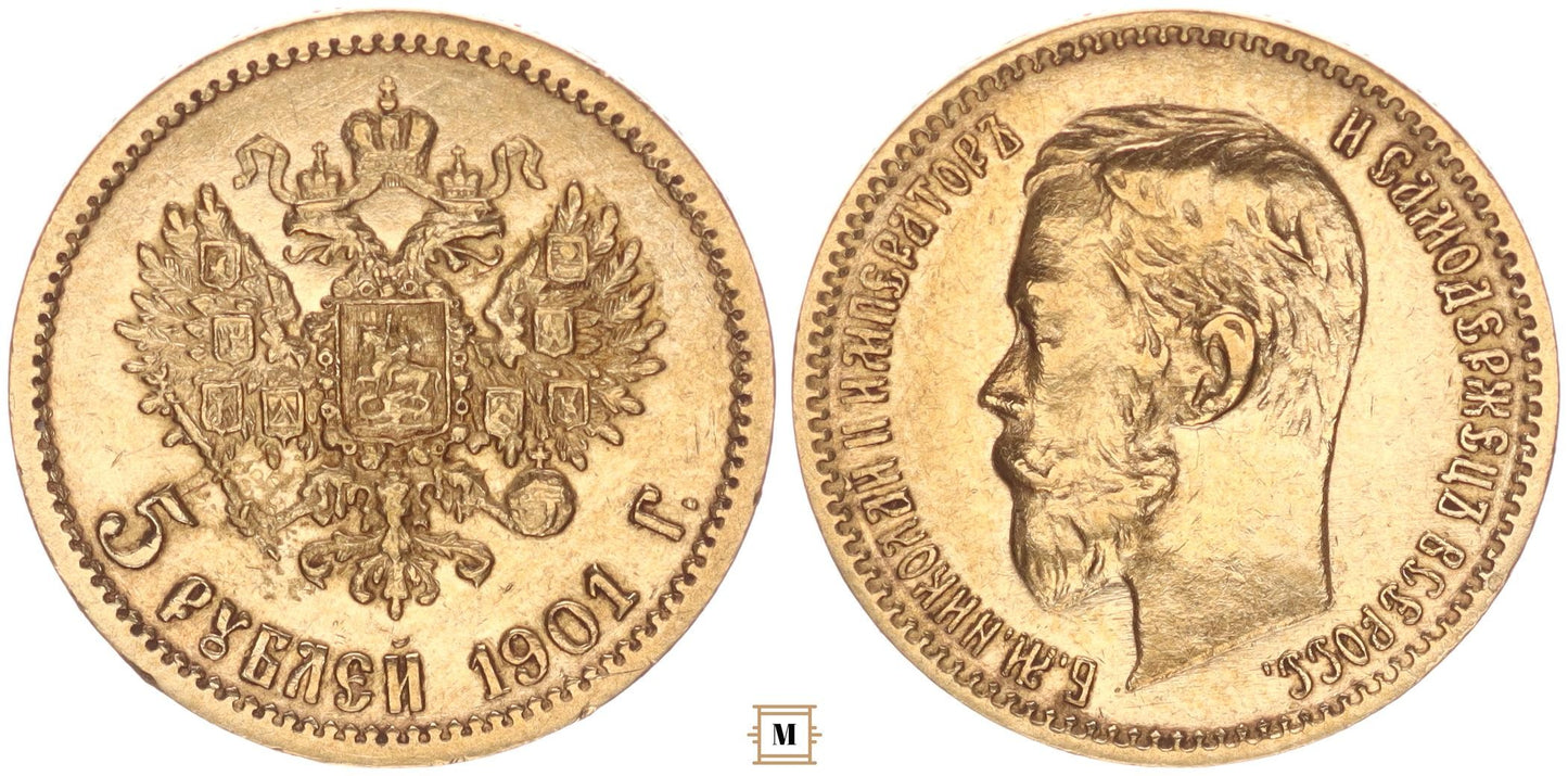 Oroszország, II. Miklós 5 rubel 1901