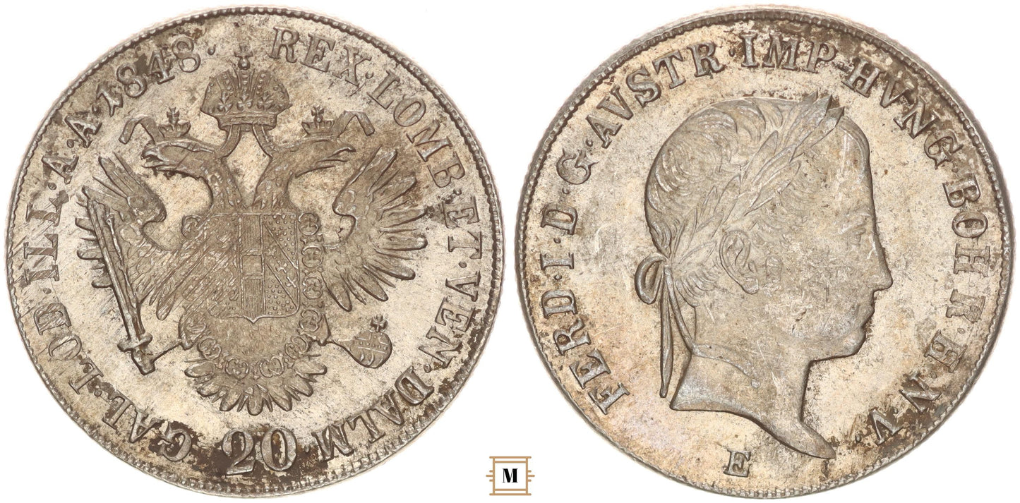 V. Ferdinánd 20 kreuzer 1848 E