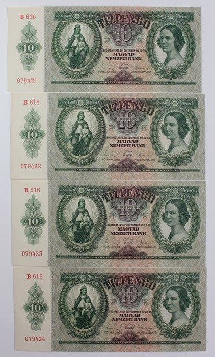 10 Pengő 1936 sorszámkövető 4 db.