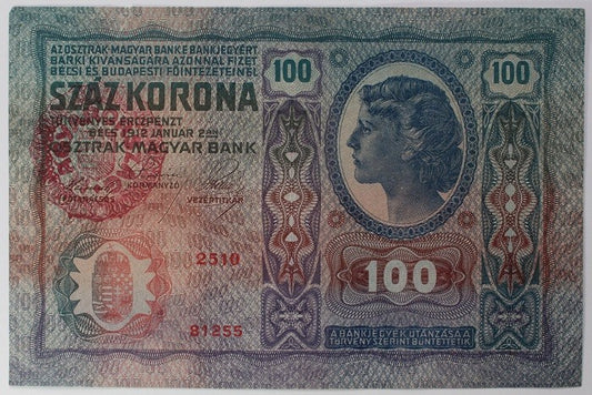 100 Korona 1912 Magyar Felülbélyegzés