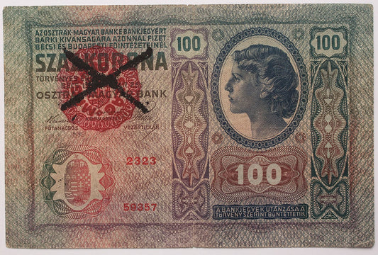 100 korona 1912 Magyarország FB. érvénytelenített