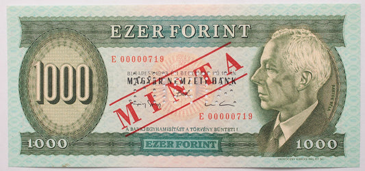 1000 forint 1993 E minta lyukasztás és felülnyomás
