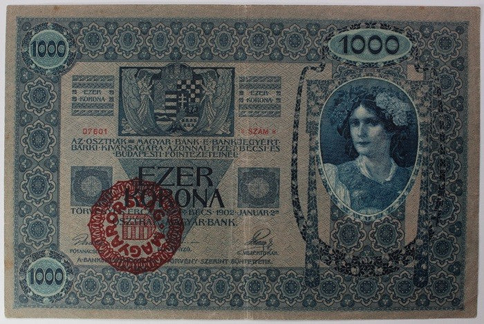 1000 Korona 1902 Magyar felülbélyegzés