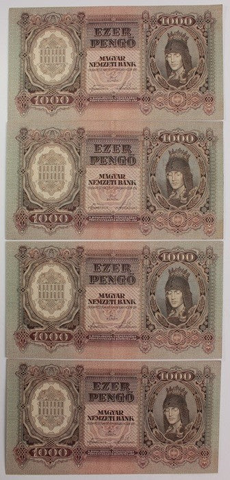 1000 Pengő 1943 sorszámkövető 4 db.