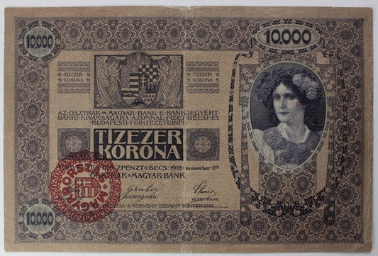 10000 Korona 1918 Magyar felülbélyegzés