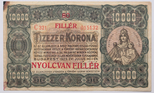10000 korona 80 fillér 1923