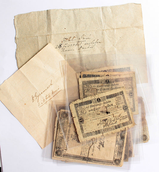 4x 1 gulden 1811 6x 5 gulden 1813 hamisként bevonva