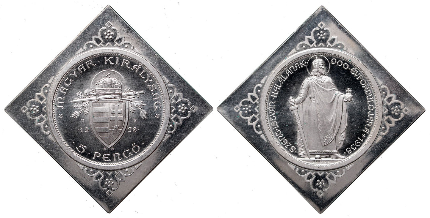 5 pengő Szent István 1938 BP ARTEX Csegely