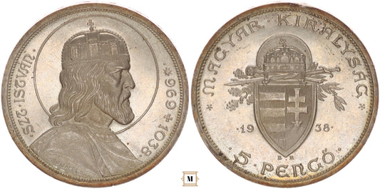 5 pengő Szent István 1938 BP