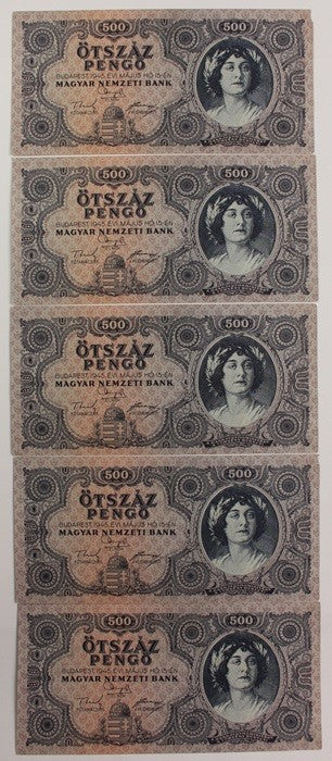 500 Pengő 1945 sorszámkövető 5 db.