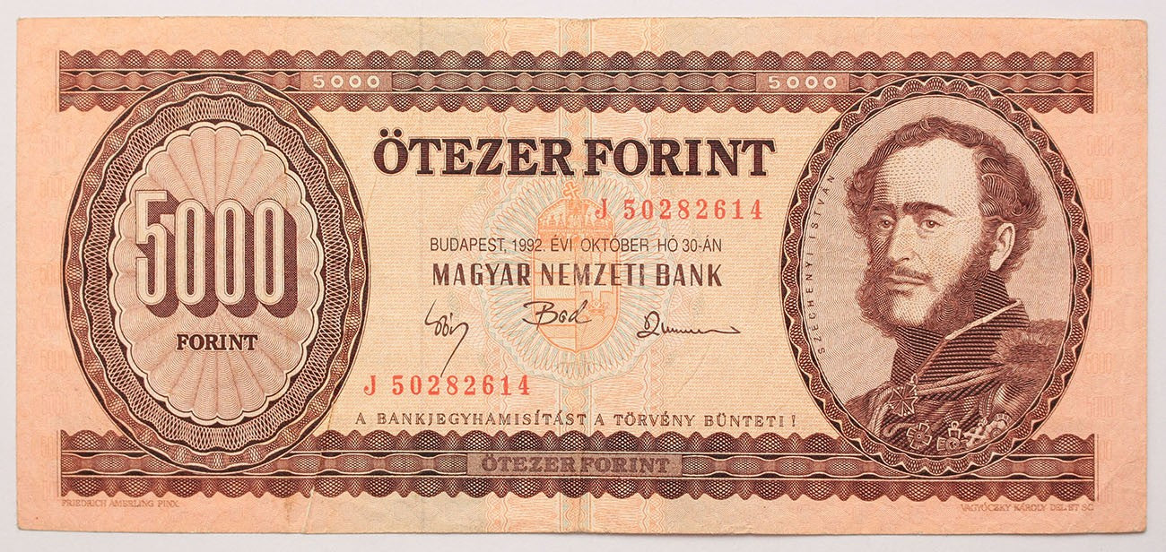 5000 forint 1992 Hibás