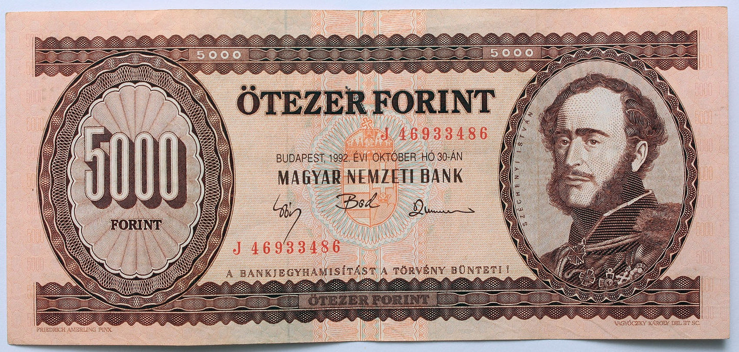 5000 forint 1992 J sorozat