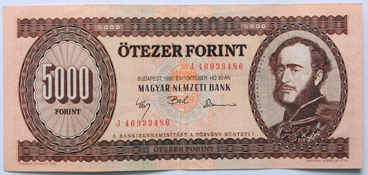5000 forint 1992 J sorozat