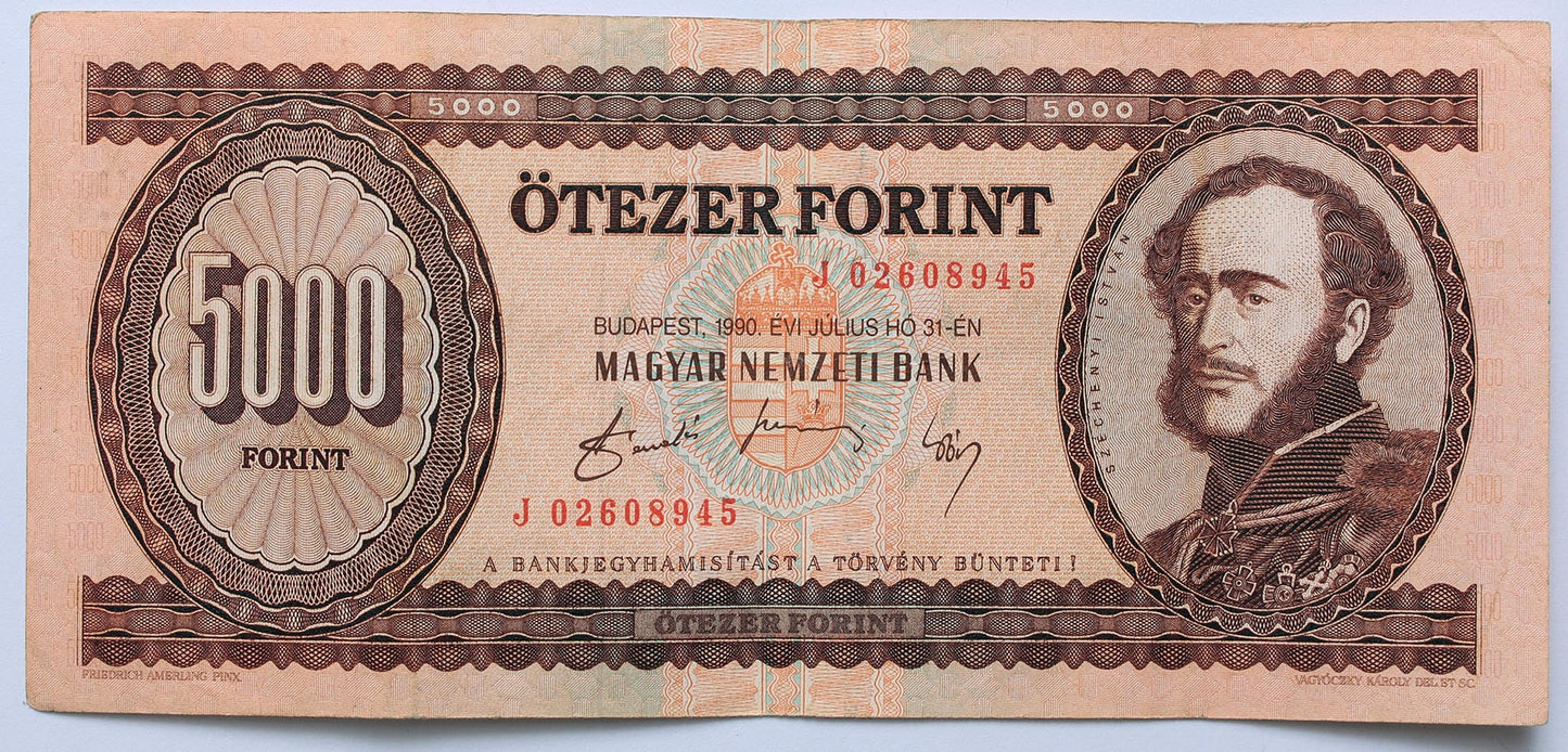 5000 forint 1990 J sorozat