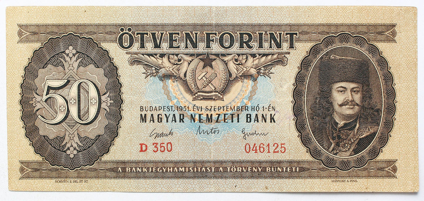 50 forint 1951 D sorozat