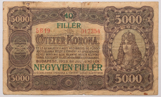 5000 korona 40 fillér 1923
