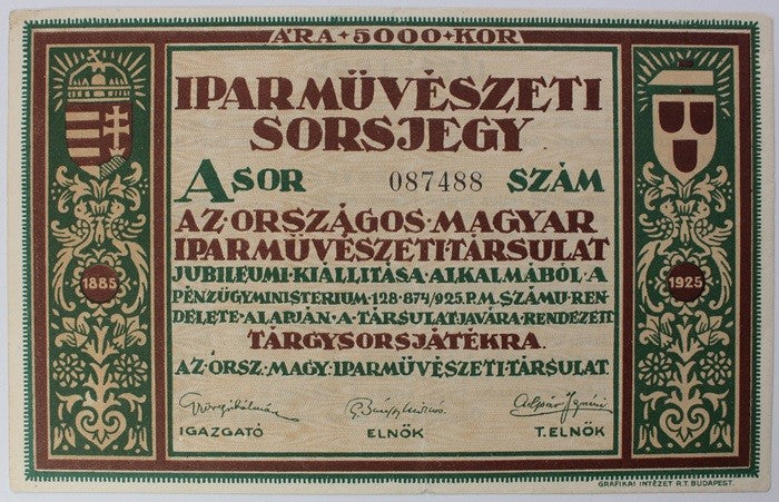 5000 Korona , Iparművészeti sorsjegy