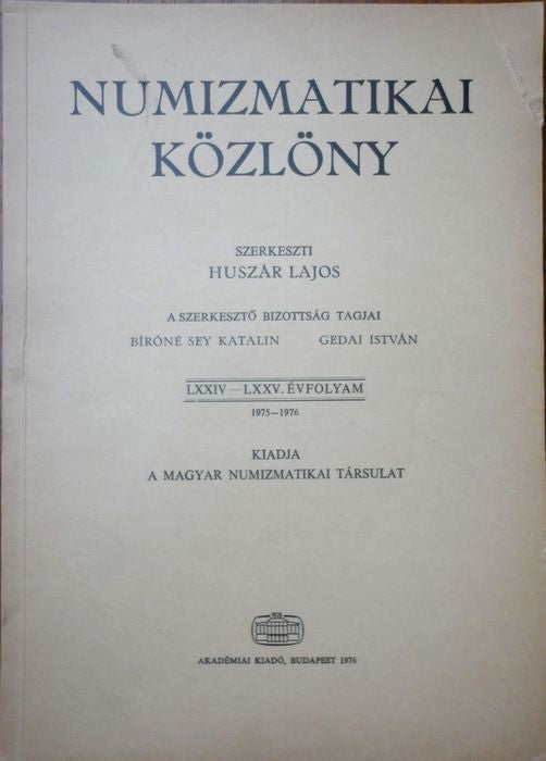 Numizmatikai Közlöny 1975-1976