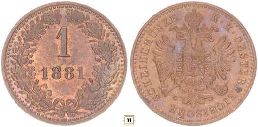 Ausztria 1 krajcár 1881 vjn.