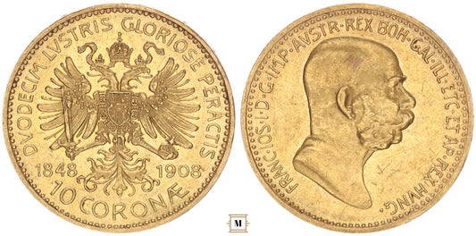 Ausztria, 10 corona jubileum 1848-1908