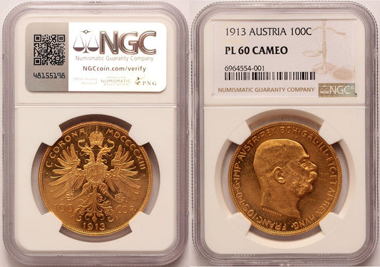Ausztria 100 corona 1913 NGC PL 60 CAMEO