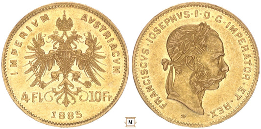 Ausztria 4 florin 10 francs 1885