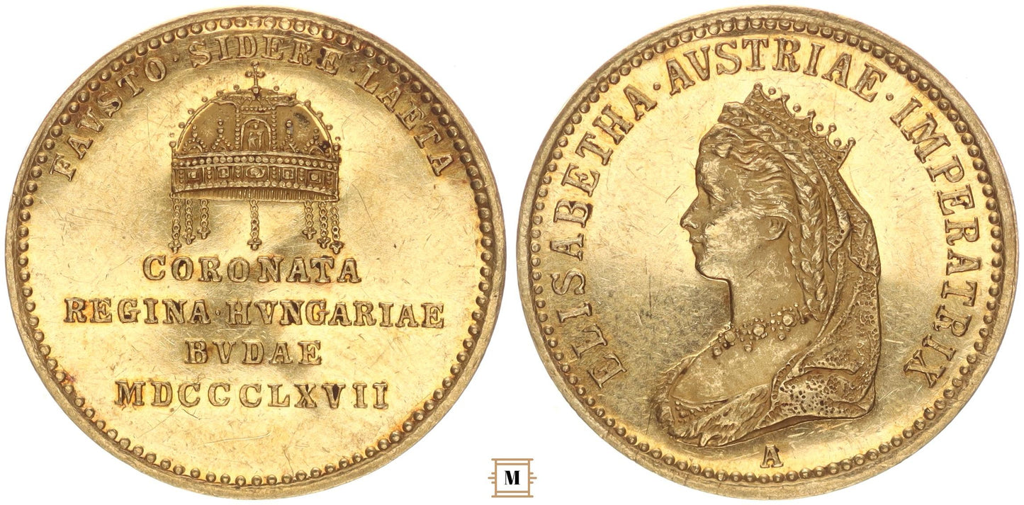 Erzsébet budai koronázására zseton 1867 A, latin feliratos