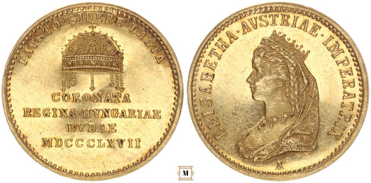 Erzsébet budai koronázására zseton 1867 A, latin feliratos