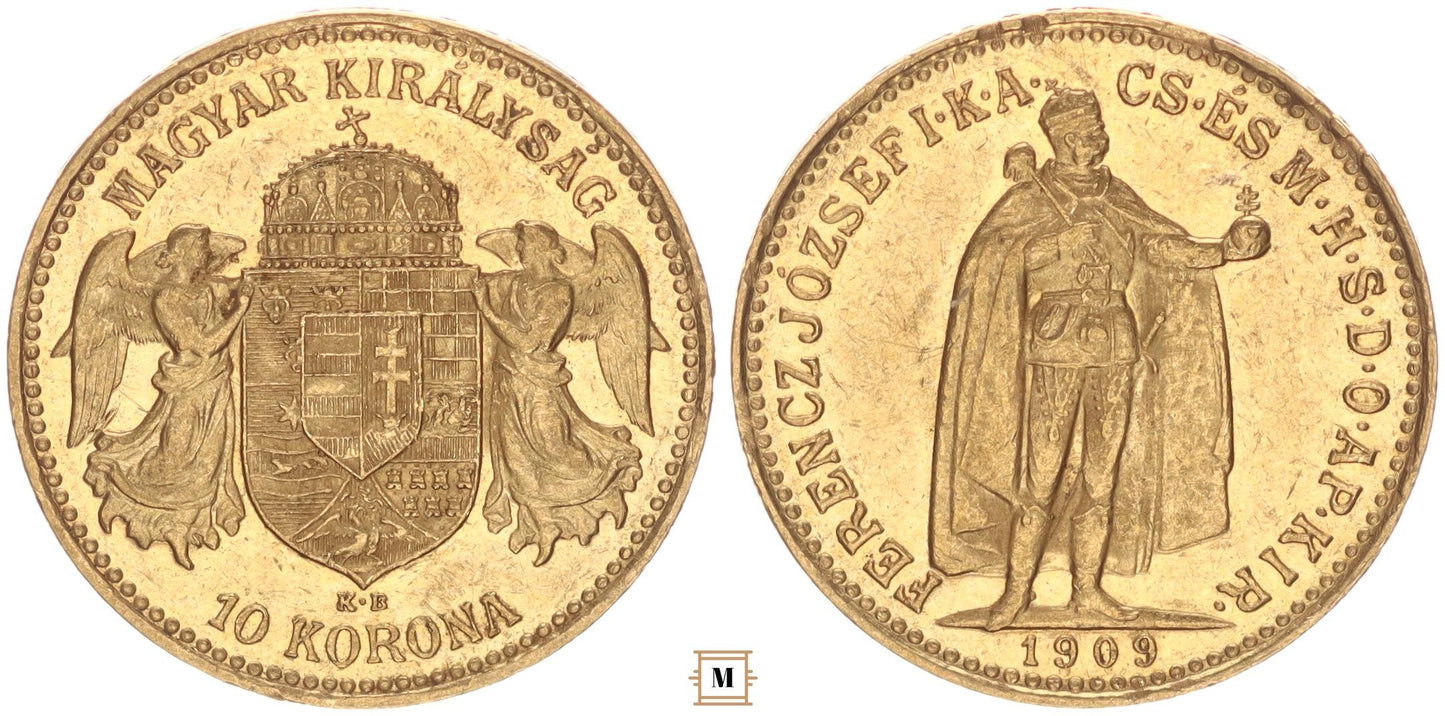 Ferenc József 10 korona 1909 KB Nyitott A betű