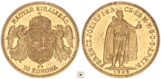 Ferenc József 10 korona 1909 KB Nyitott A betű