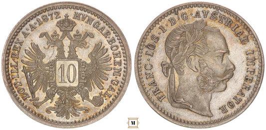 Ferenc József 10 kreuzer 1872 vjn.