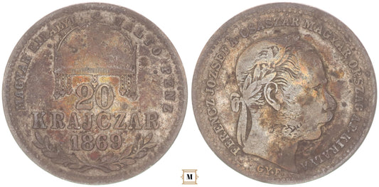 Ferenc József 20 krajcár 1869 Gy.F.