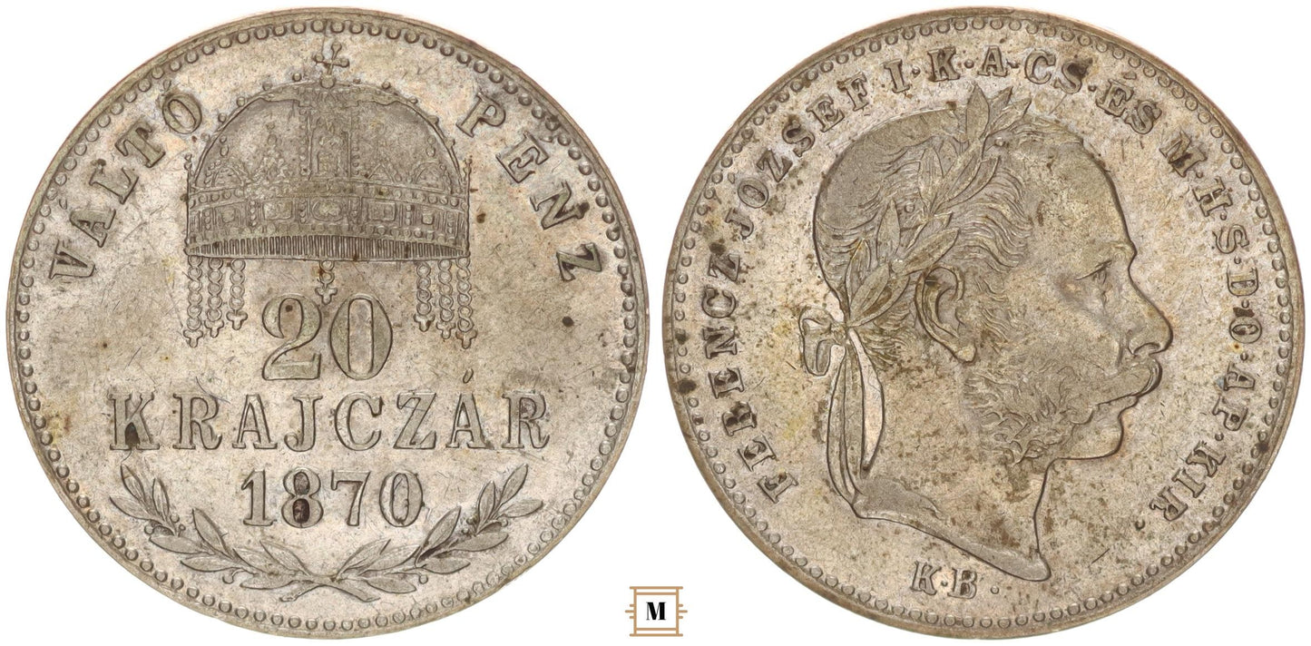 Ferenc József 20 krajcár 1870 KB