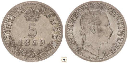 Ferenc József 5 kreuzer 1859 A
