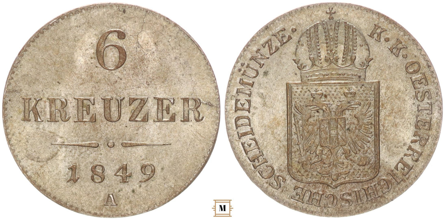 Ferenc József 6 kreuzer 1849 A