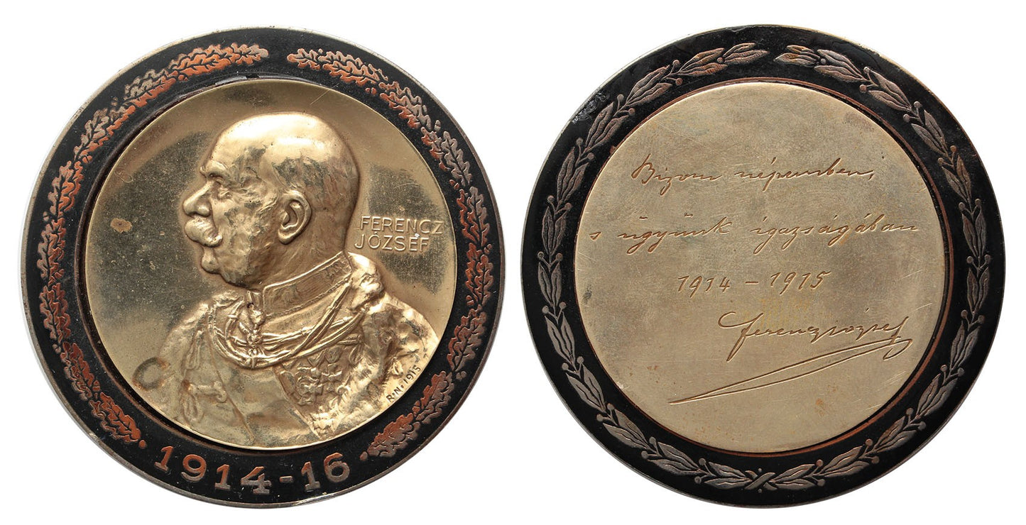 Ferenc József fekete zománcozott érem 1914-1916