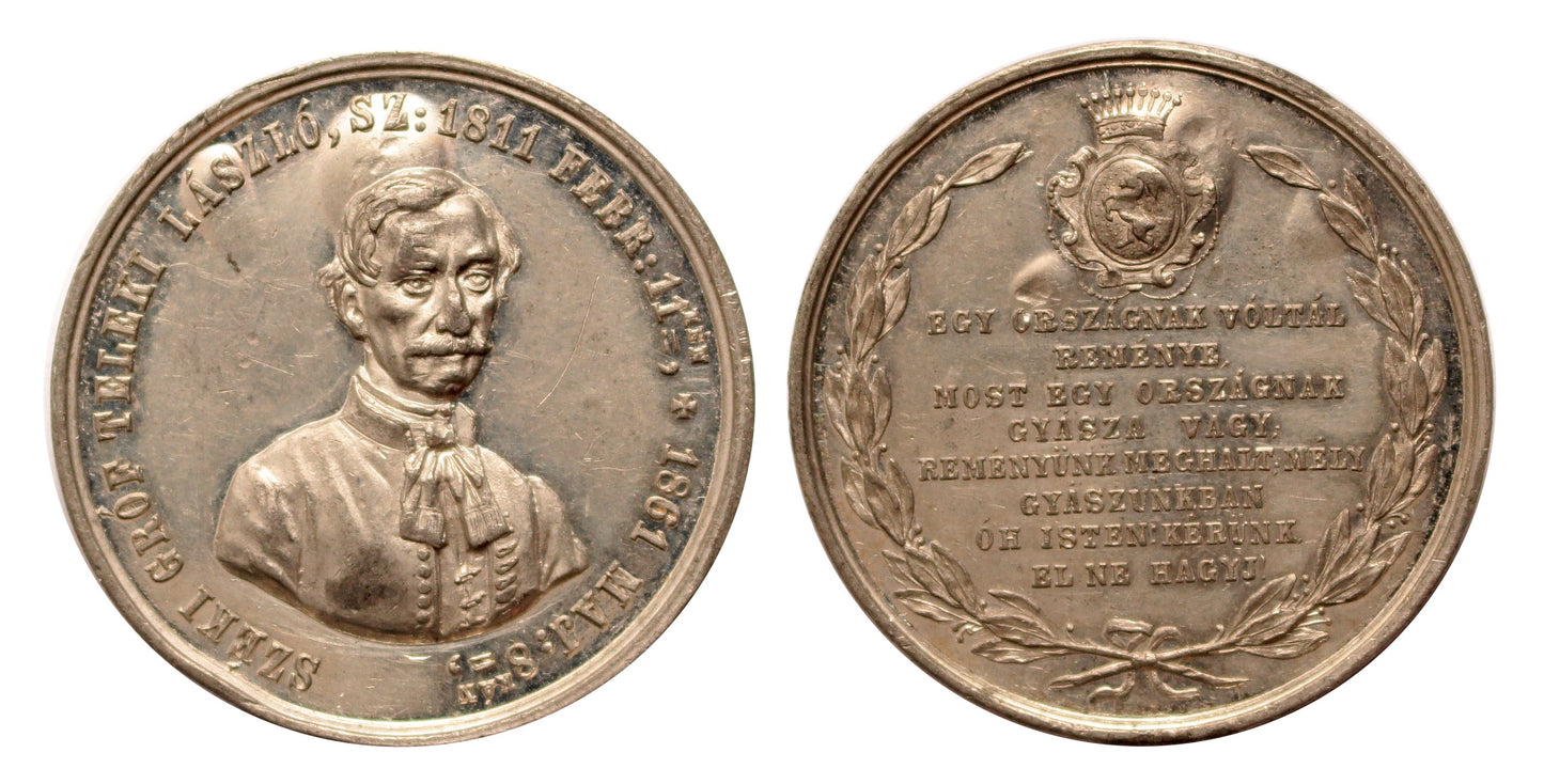 Gróf Teleki László halálára emlékérem 1861